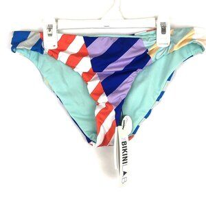 The Bikini Lab, Women’s Multicolored Striped Hipster Bikini Bottom, Size Large
